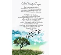 Serenity Prayer Watercolor Canvas Wall Art God Grant Me Poster Inspirational Quote for Home Office Decor(Framed,12x18inch(30x45cm))