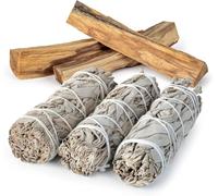 Serenix - Pack 3 Salvia Blanca- 3 Palo Santo - Purificación - Limpieza - Espiritual - Yoga - Meditación