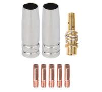Serenophile 15AK MIG Kit de accesorios de soldadura - Juego de 8 piezas con 5 puntas de contacto de cobre rojo de 1,0 mm, 2 boquillas de gas y 1 difusor de gas M6 para linterna MB-15AK