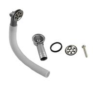 Serenophile Cabezal de tubo de desbordamiento redondo hacia arriba para fregadero de cocina, accesorio de drenaje de plástico PP gris para derrames de agua, compatible con varias configuraciones de