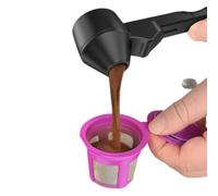 Serenophile Cuchara de café, embudo de café, nivelador de 2 cucharadas para recarga sin desorden, agujero de almacenamiento fácil de limpiar, para café, té, proteína en polvo