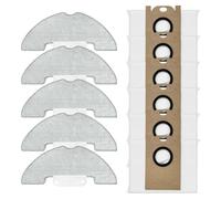 Serenophile Kit de piezas de repuesto para aspiradora robot Airzeen Q10 Pro, 5 paños de fregona y 6 bolsas de polvo, almohadillas de microfibra con sacos de escombros sin obstrucciones para una