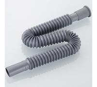 Serenophile Manguera de drenaje flexible de plástico, tubo de desagüe extensible con conector de 4,3 cm para cocina y baño, repuesto de tubo de alcantarillado corrugado gris