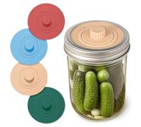 Serenophile Tapas de fermentación de silicona para tarros de boca ancha con fecha inteligente y válvula de bloqueo de aire automático, liberación de gas unidireccional para encurtidos, verduras