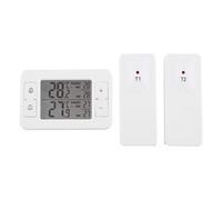 Serenophile Termómetro inalámbrico, termómetro para interiores y exteriores, monitor de temperatura digital, 2 sensores, rango de -40 °C a 60 °C, señal de 100 m para el hogar, nevera, congelador