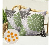 Serento Fundas Cojines 50x50 Flores Primavera Verde y Marrón Exterior Impermeable Funda de Almohada Cuadrada Lino Cubierdas Cojines Decorativas para Sofa Cama Sillas Patio Jardin Juego de 4