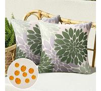 Serento Verde Fundas Cojines para Muebles de Sala Exterior Interior 40x40 Funda de Almohada Cuadrada Modernas Flor de Dalia Decorativos Sala de Estar Dormitorio Jardín Terraza Cama, 2 Piezas