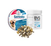 Seresto + 8 kg + Plaque Plus 60 gr + Galletas Minihuesitos Bolsa 250 gr