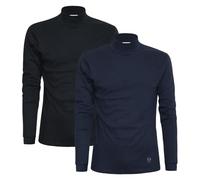 Sergio Tacchini Camiseta Cuello Alto para Hombre cálido algodón Pack de 2, Multicolor (Azul, Negro) XXL