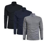 Sergio Tacchini Camiseta Cuello Alto para Hombre cálido algodón Pack de 3, Multicolor (Azul, Negro, Gris) M