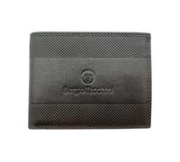 Sergio Tacchini Cartera de hombre de piel auténtica con relieve lateral - Elegante y compacta 9,5 x 12,3 cm - Cód. K50085P029, Negro , 9,5 x 12,3 cm, Moderno