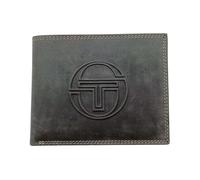 Sergio Tacchini Cartera hombre de piel auténtica - Logo en relieve, costuras en contraste, diseño elegante y funcional, azul navy, Piccolo, Moderno