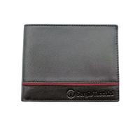 Sergio Tacchini Cartera para hombre de piel auténtica negra con borde rojo - Diseño elegante con monedero y ventana para documentos, Negro , Piccolo, Moderno