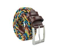 Sergio Tacchini Cinturón Elástico Trenzado para Hombre y Mujer, con Detalles de Piel Auténtica, Caja de Regalo