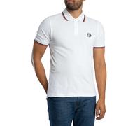 Sergio Tacchini de los hombres 020 Camisa polo con cuello a rayas, Blanco