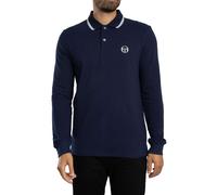 Sergio Tacchini de los hombres 020 Polo de manga larga con logotipo, Azul