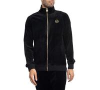 Sergio Tacchini Hombre Chaqueta Deportiva De Terciopelo Court, Black, XL