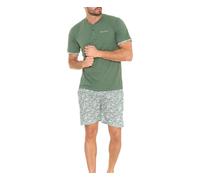 Sergio Tacchini Pijama de hombre corto/completo Jersey de algodón Limited Edition, B13 Verde Salvia, XL