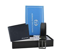 Sergio Tacchini Set de Regalo para Hombre, Cinturón Reversible y Cartera de Piel