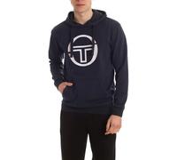 Sergio Tacchini Sudadera con capucha para hombre, de algodón y poliéster, sudadera con capucha y bolsillo de canguro frontal, azul/blanco, XL, Azul y blanco.