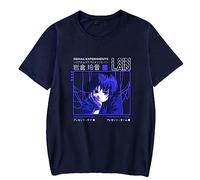 Serial Experiments Lain Anime Merch - Camiseta unisex casual de cuello redondo de manga corta a la moda clásica, azul marino, 4XL