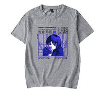 Serial Experiments Lain Anime Merch - Camiseta unisex casual de cuello redondo de manga corta a la moda clásica, gris, 4XL