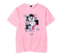 Serial Experiments Lain Camiseta unisex casual cuello redondo manga corta anime merch moda retro clásica camiseta, rosa, 3XL