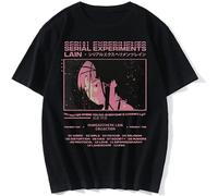 Serial Experiments Lain Oversized T Shirt Men Graphic Tees Iwakura Manga Sci Fi Short Sleeve Tops Shirt Black XXL
