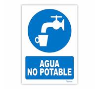 Seribas Señal Agua No Potable, Cartel de PVC 0,7 mm. Tamaño A4 21 x 30 cm. Homologada, Señal Obligación. Tinta y Material Resistente.