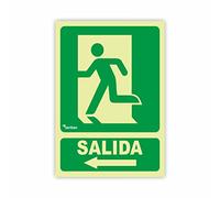 Seribas Señal Evacuación Salida Homologada, Fotoluminiscente Clase B - Cartel PVC 0.7 mm- Tamaño A4 21x30 cm - Tinta y Material Resistente para Interior o Exterior - Cartel evacuación.
