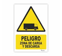 Seribas Señal Peligro Zona de Carga y Descarga, Cartel de PVC 0,7 mm A4 21 x 30 cm Tinta y Material Resistente Interiores y Exteriores