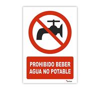 Seribas Señal Prohibido Beber Agua No Potable - Medidas 21x30 cm - PVC Glasspack 0.7mm - Carteles Homologados - Ideal Interior o Exterior - Resistente y Duradero - Indicación Prohibición