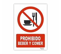 Seribas Señal Prohibido Beber Y Comer - Medidas 21x30 cm - PVC Glasspack 0.7mm - Carteles Homologados - Ideal Interior o Exterior - Resistente y Duradero - Indicación Prohibición