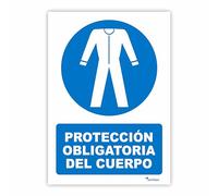 Seribas Señal Protección Obligatoria del Cuerpo, Cartel PVC 0,7 mm. Tamaño A4 21 x 30 cm, Homologada, Señal Obligación. Tinta y Material Resistente.