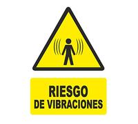 Seribas Señal Riesgo de Vibraciones, Cartel PVC 0,7 mm. Tamaño A4 21 x 30 cm, Señal de Advertencia, Atención. Tinta y Material Resistente.