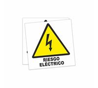 Seribas Señal Riesgo Electrico - Señal Pegatina Peligro - Medidas 10 x 10 cm - Vinilo Adhesivo - Carteles Homologados Con Tinta Y Materiales Resistentes. Ideal Interiores y Exteriores. (2)