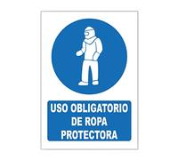 Seribas Señal Uso Obligatorio de Ropa Protectora, Cartel PVC 0,7 mm. Tamaño A4 21 x 30 cm, Homologada, Señal Obligación. Tinta y Material Resistente.