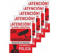 Seribas Señal Zona Videovigilada - PACK 5 UNIDADES - Cartel de PVC glaspack 0,7mm A4 21 x 30cm Amarillo Tinta y Material Resistente Interiores y Exteriores.