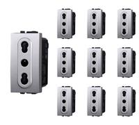 Serie de frutas - Enchufes interruptores de botones grises, compatible con Bticino Living Light Gris (10 unidades de toma bipaso)