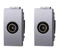 Serie de frutas - Enchufes interruptores de botones grises, compatible con Bticino Living Light Gris (2 unidades de toma de TV transeúntes macho)