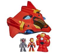 Serie Disney Jr Marvel Iron Man y Sus Amigos Extraordinarios Jet-Armadura Gigante, Figuras de 7,5 cm, con Armadura Mecha y vehículo, superhéroes Juguetes, Desde 3 años