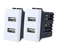 Serie Frutas Tomas Interruptores Inversores, Compatible con Bticino Living Light Blanco (2 Uds. Enchufe USB 2 Puertos 2.1A)