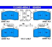 Serie Pastillas de Freno Delantero 604894 13.0460-4894 Set Tabletas Frenos