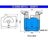 Serie Pastillas de Freno Trasero 604874 13.0460-4874 Set Tabletas Frenos