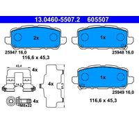 Serie Pastillas de Freno Trasero 605507 13.0460-5507 Set Tabletas Frenos