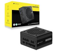 CORSAIR RM1000e (2025) Fuente de alimentación ATX totalmente modular de bajo ruido con cable de 12V-2x6, compatible con ATX 3.1 y PCIe 5.1, eficiencia Cybenetics Gold, condensadores clasificados a 105