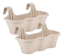 Serinova, Jardinera Balcón, 53 cm Largo, 10 LTS, Set 2 Unidades, Maceta Colgar, Barandilla (Blanco Roto), TOM5