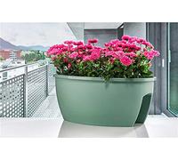 Serinova Jardinera para Barandilla hasta 10 cm Ancho, 59x36x25 cm, Jardinera Balcón 22,5 litros (Verde)