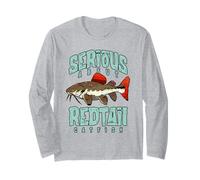 Serio sobre el pez Gato de Cola roja Cuidador de Peces de Manga Larga