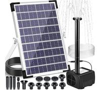 SERIONR Fuente Solar para Estanque de 5W,Bomba Solar con 8 Boquillas,Fuente Solar Jardin Exterior con 1,5M Tubería,Bomba de Agua de Fuente Solar para Baño de PáJaros,Estanque,Pecera,Piscina